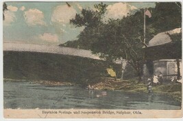 Vintage Sulphur OK Postcard Bromide Springs Suspension Bridge - $2.96