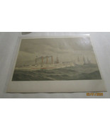 FREDERIC COZZENS SHIP PRINT BROOKLYNN OLD NEW COLOR LITHO PRINTS 1893 13... - $85.00