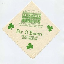 Pat O&#39;Brien&#39;s Napkin with Drink Recipes French Quarter New Orleans Louis... - £32.67 GBP