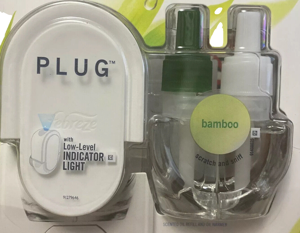 5 Pack w/ Warmer Kit Febreze Plug Light Bamboo Scented Oil Refill - $48.59