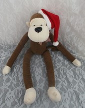 Ganz Hanging Monkey Santa Hat Christmas Door Hanger Brown 20&quot; Plush Stuffed Toy  - £10.02 GBP