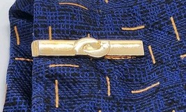 Vintage SWANK Tie Bar Tie Clip Clasp Stay MCM Gold Tone Raised Flourishes - $9.49