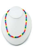 Puka Smooth Shell Rainbow Necklace Choker Surfer Hawaiian Screw Clasp 18&quot; - £4.73 GBP