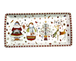 222 Fifth Christmas Play Rectangular Serving Platter Holiday 13x6.5&quot; Whi... - £32.16 GBP