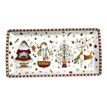 222 Fifth Christmas Play Rectangular Serving Platter Holiday 13x6.5&quot; White Décor - £31.23 GBP