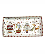 222 Fifth Christmas Play Rectangular Serving Platter Holiday 13x6.5&quot; Whi... - $54.69 CAD