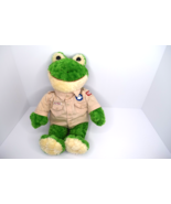 Build A Bear Green Smiling Frog Plush with Tan Shirt 18&quot; Stuffed Animal - $23.00 CAD