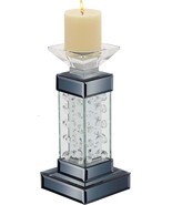 Modern Chic Beveled Floating Crystals Glass and Metal Pillar Candle Hold... - $65.18 CAD