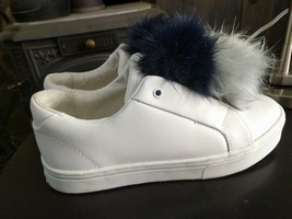 Sam Edelman Womens Leya White Leather Pom Fur Fashion Sneakers Size 7.5  - £19.74 GBP
