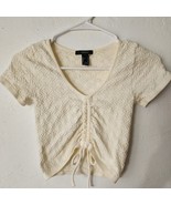 Forever 21 White Short Sleeve Crop Top Size Small - $238.73 MXN