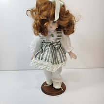 Vintage Porcelain And Fabric Doll Made In Taiwan 13&quot; Tall w/ Stand - £6.30 GBP