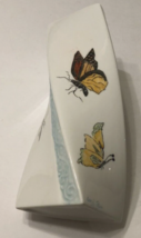 Carol Starr Butterfly Dragonfly White Ceramic Flower Triangle Decor Twisted Vase - £25.37 GBP