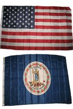 AES 3x5 3&#39;x5&#39; Wholesale Lot Combo: USA American w/State of Virginia Flag - £7.62 GBP