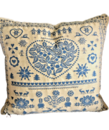 Hines Oxford Embroidered Nordic Blue Tapestry Cushion Pillow Alpine Made... - £71.87 GBP