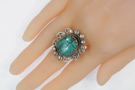 Vintage Navajo Sterling Silver &amp; Turquoise Ring Size 8 - £78.02 GBP