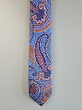 Croft &amp; Barrow Blue/Orange Paisley Pattern Neck Tie, 100% Silk - $9.49
