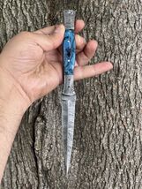 9" Double-Edged Damascus steel Dagger boot Knife full tang Throwing With... - $26.92