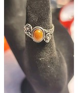 Sterling Silver Plated Size 6  Natural Sun Stone Ring BOHO GIFT BOXED - $12.19