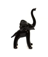 Vintage Black Art Glass Hand Blown Black Elephant Trunk Up Figurine 3 1/... - £16.25 GBP