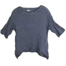 Simply Noelle Women Shirt Size S/M 8-10 Crinkle Blue 3/4 Sleeve Light Weight Top - £15.83 GBP