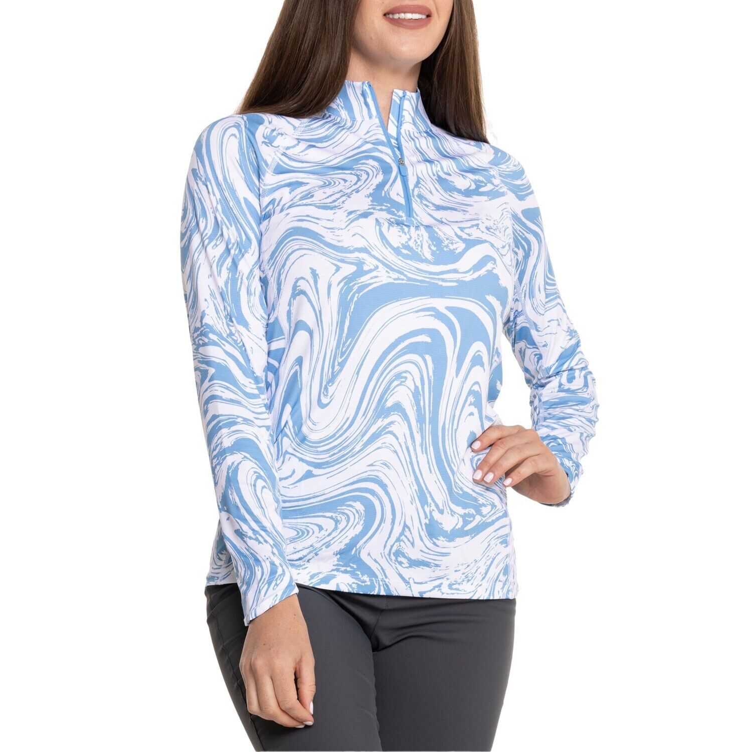 NWT PUMA Regal Blue White Sandstone Long Sleeve Mock Golf Shirt M L & XL UPF50