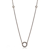 Elegant Round Simulated Diamond Open Circle Rose Gold Plated Necklace 16+3&quot; - £37.60 GBP