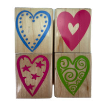 Heart Valentine Set of 4 Small Rubber Stamp Hero Arts Dot Star Spiral &amp; in Heart - £10.04 GBP