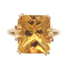 14k Yellow Gold Large 7.97 Carat Genuine Natural Citrine Ring Bow Motifs... - $1,652.31
