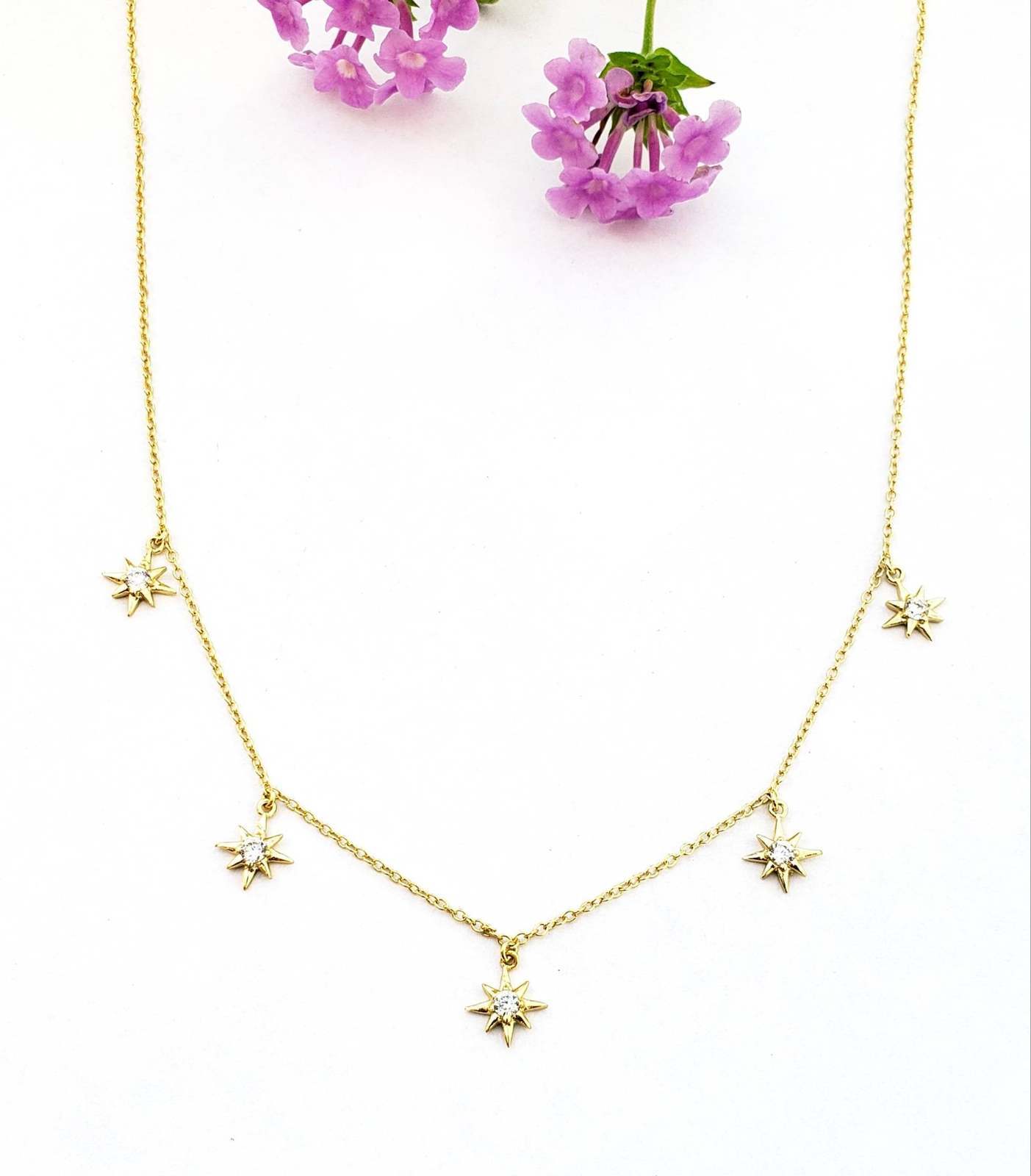 Primary image for Gold Starburst necklace North Star layering Necklace dainty charm Celestial neck