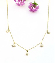 Gold Starburst necklace North Star layering Necklace dainty charm Celestial neck - £32.83 GBP