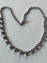 Vintage Clear Rhinestone Silvertone Fringe Choker Necklace for Prom Wedding or o - £11.87 GBP