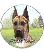 Great Dane Brindle Set Of Two Absorbent Stoneware Car Cup Holder Coaster... - $225.52 MXN