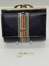 Vintage Spanish Made Pepe Alba Wallet Genuine Leather Rainbow Stripes Black - £9.66 GBP