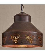Rustic Lodge Pinecone Pendant Metal Hanging Light 12&quot; x 10&quot; Lamp By Park... - £110.43 GBP