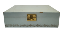 Vintage Mele Teal Jewelry Box Blue Teal Velvet 2- Tier Leatherette Case - £15.04 GBP