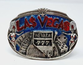 Las Vegas Belt Buckle VTG 1984 Great American Buckle Co. Showgirls Slots Dice - £31.23 GBP