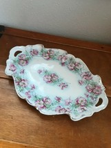 Shabby Vintage Hand Painted Numbered &amp; Signed Pink Prairie Rose Flower Scalloped - £15.45 GBP