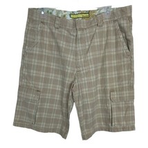 Silver Tab Mens Shorts Size 38 Beige Plaid Pockets 12&quot; Inseam Cargo - $21.41