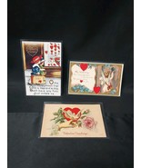 3 Antique Postcards Early 1900s VALENTINES DAY Cards - $21.38 CAD