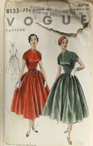 Vtg 1953 Sewing Pattern Vogue #8133 Huge Skirt Party Gown Ruched Sleeves... - $20.74