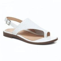 Vionic Sz 6 Ella Sandals White Lizard Leather Toe Loop Backstrap Shoes NEW - $49.49