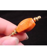 (u-42-F) faceted Red sponge coral + gold beaded hatpin Pin hat pins JEWE... - £8.17 GBP