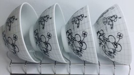 4 Disney Minnie Mouse Cereal Bowls Sketchbook Soup Snack Ceramic Dishes New - $39.55