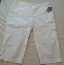 Laura Scott Missy White Poplin Crop Pants Size 18 NEW W Tags - $22.24