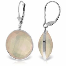 34.0 Carat 14K Solid White Gold Leverback Gemstone Earrings Round Rose Quartz - £468.48 GBP