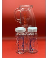 Vintage 1950 EVENFLO Glass Measuring Pitcher &amp; 2 Dr. Brown Natural Flow ... - $38.99