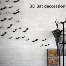 60PCS Halloween Bats Decoration, 4 Different Sizes Realistic PVC Black 3D - £6.22 GBP
