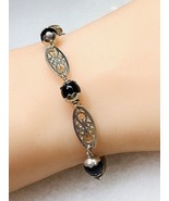 Sterling Silver 925 Onyx Bracelet 7.5” - $36.52