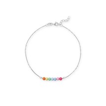 Multi Color Enamel Bead 925 Sterling Silver 1.5mm Satellite Station Chai... - £70.92 GBP