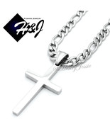 18-36&quot;MEN Stainless Steel 2/3/4/5mm Silver Figaro Chain Necklace Cross P... - $20.54 CAD+